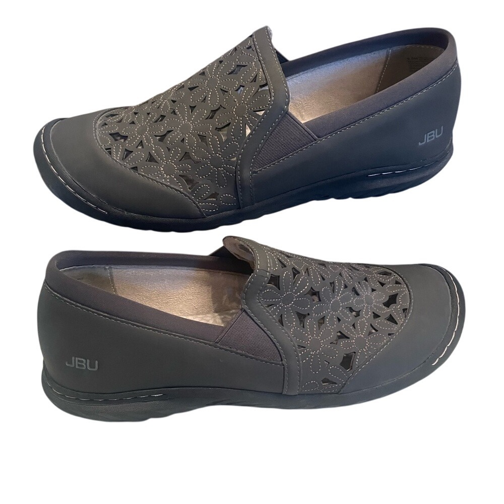 JBU‎ Jambu Wildflower Charcoal Moc Oxford Memory Foam Loafer Womens 9.5